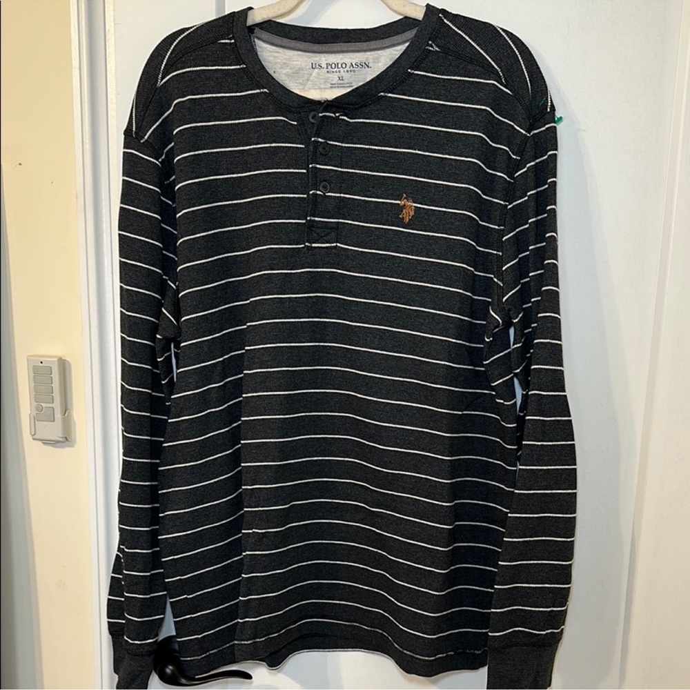 U.S. Polo Assn. Charcoal Long Sleeve Striped Tee - Picture 3 of 6